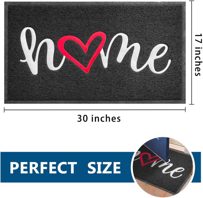 EARTHALL Door Mat Outside Inside Home Doormat, 30"x17.5", Durable Floor Mat Non Slip Mat Ultra Absorb Mud Easy Clean Front Doormat for Garage, Entryway, Patio, High Traffic Areas, Black - Image 2